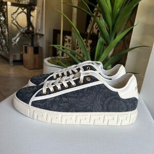 VERSACE Jacquard Leather-Trimmed Sneakers Size 10 (43) NWOB